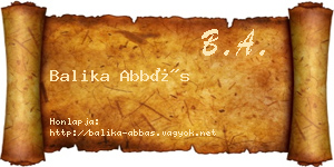 Balika Abbás névjegykártya